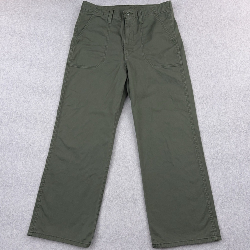 Levi's Surplus Straight Jeans Womens 31‎ Green Twill High Rise Utility High Rise
